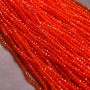 Czech Crystal Beads on fishing line red-orange transparent faceted rondelle, diameter 3.5x3mm +/-, length 36-38cm+