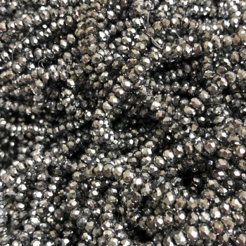 Czech Crystal Beads on fishing line with light grey coating faceted rondelle, diameter 3.5x3mm +/-, length 36-38cm+