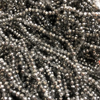 Czech Crystal Beads on fishing line assorted grey with coating faceted rondelle, diameter 3.5x3mm +/-, length 36-38cm+