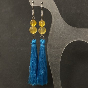 Tassel Earrings with Natural Citrine, diameter 10-8mm+/-, length 120mm+