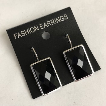 Clearance Agate Earrings Faceted Smooth Setting Rectangular Stone 37x30mm+/-, length 50mm+