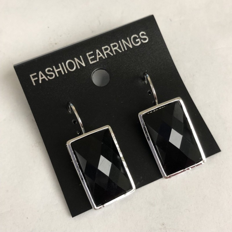 Clearance Agate Earrings Faceted Smooth Setting Rectangular Stone 37x30mm+/-, length 50mm+