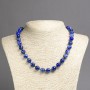 Necklace Natural Eye Agate Blue, Smooth Round Beads, Diameter 10mm+-, Length 45cm+