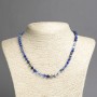 Necklace Natural Eye Agate Blue, Faceted Round Beads, Diameter 6mm+-, Length 45cm+