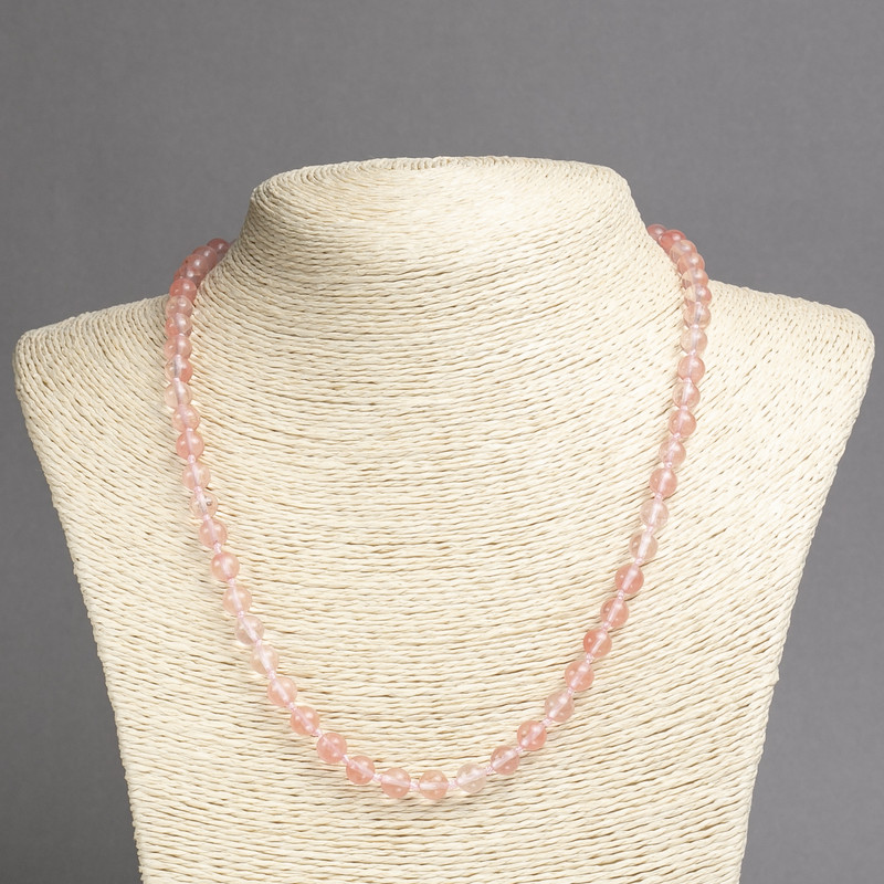 Necklace Synthetic Chalcedony, Smooth Round Beads, Diameter 6(+-)mm, Length 45cm+