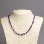 Necklace Natural Stone Eye Agate Purple, Smooth Round Beads, Diameter 6mm+-, Length 45cm+