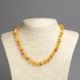 Necklace Eye Agate Bright Orange, Smooth Round Beads, Diameter 8mm+-, Length 45cm+