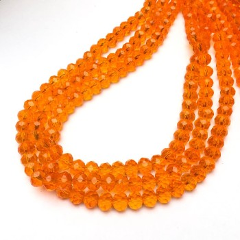 Czech Crystal Beads on Fishing Line, Orange Transparent Faceted Rondelle, Diameter 8x6mm +/-, Length 40-42cm +
