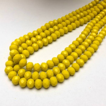 Czech Crystal Beads on a strand, yellow matte faceted rondelle, diameter 8x6mm +/-, length 40-42cm +