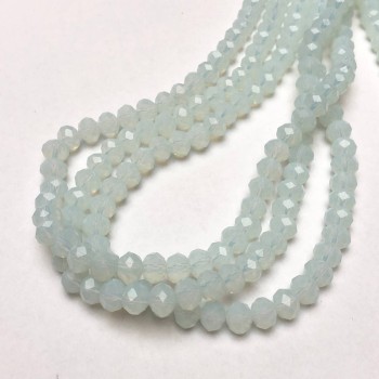 Czech Crystal Beads on fishing line, milky transparent faceted rondelle, diameter 8x6mm +/-, length 40-42cm +
