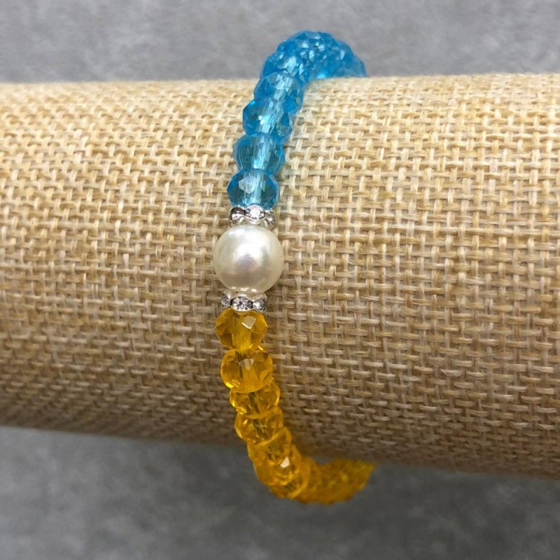 Czech Crystal & Acrylic Elastic Bracelet, Ukraine, faceted rondelle, diameter 6x4mm+/-, length 18cm+