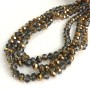 Czech Crystal Beads on a strand, grey assortment with coating, faceted rondelle, diameter 8x6mm +/-, length 40-42cm +