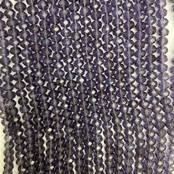 Czech Crystal Beads on a strand, purple transparent faceted rondelle, diameter 6x5mm +/-, length 40cm +