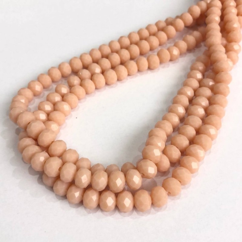 Czech Crystal Beads on Fishing Line, Powder Matte, faceted rondelle, diameter 8x6mm+/-, length 40-42cm+
