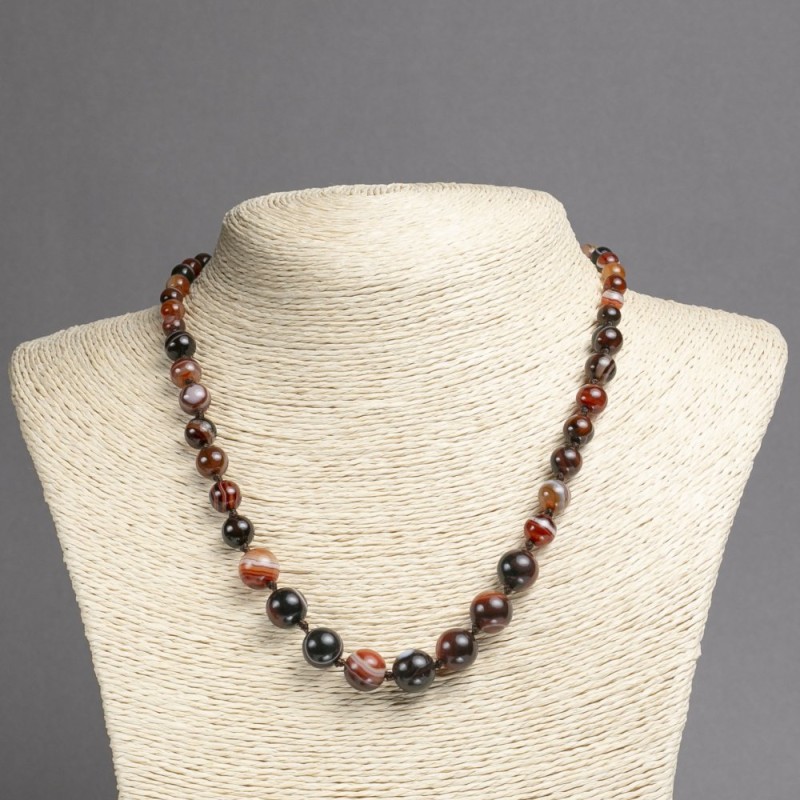 Graduated Necklace, Natural Brown Eye Agate, Smooth Round Beads, Diameter 6-10mm+-, Length 45cm+