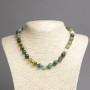 Necklace, Green Agate, Natural Stone, Smooth Round Beads, Diameter 10mm+-, Length 45cm+