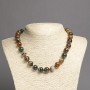 Necklace, Natural Green Eye Agate, Smooth Round Beads, Diameter 12mm+-, Length 45cm+