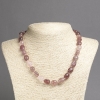 Necklace made of Natural Strawberry Quartz, Tumbled, Diameter 12x10mm+-, Length 45cm+
