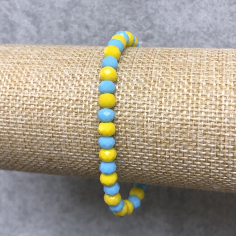 Elastic Bracelet with Czech Crystal, Ukraine, Faceted Rondelle, Diameter 6x4mm+-, Length 18cm+