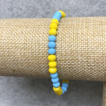 Bracelet on Elastic Czech Crystal Ukraine Faceted Rondelle, diameter 6x4mm +/-, length 18cm+