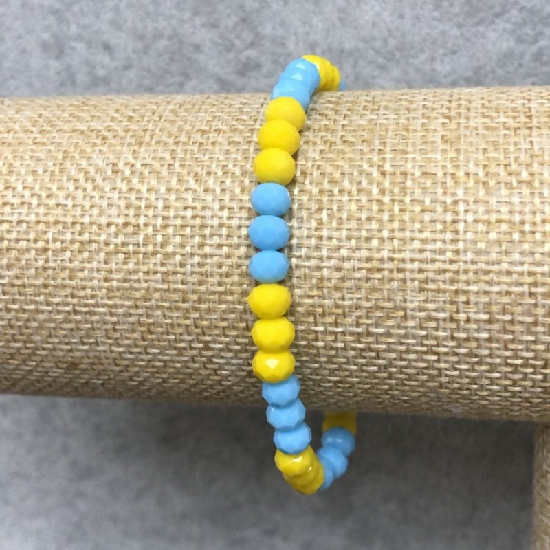 Bracelet on Elastic Czech Crystal Ukraine Faceted Rondelle, diameter 6x4mm +/-, length 18cm+