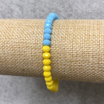 Czech Crystal Elastic Bracelet, Ukraine, faceted rondelle, diameter 6x4mm+/-, length 18cm+