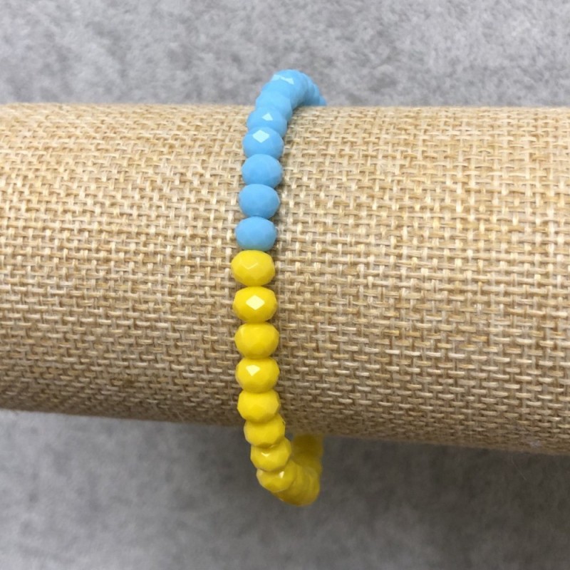 Czech Crystal Elastic Bracelet, Ukraine, faceted rondelle, diameter 6x4mm+/-, length 18cm+