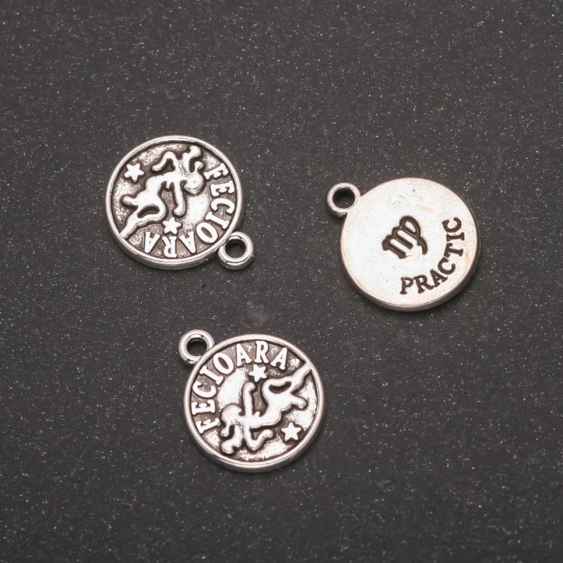 Finding, Zodiac Virgo Pendant Charm, Diameter 12mm, Packaged 20g +- 20pcs