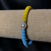 Elastic Bracelet with Czech Crystal + Acrylic Ukraine, Faceted Rondelle, Diameter 6x4mm+-, Length 18cm+