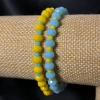 Matching Pair Bracelet on Elastic with Czech Crystal Ukraine, Faceted Rondelle, Diameter 6x4mm+-, Length 18cm+