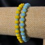 Matching Pair Bracelet on Elastic with Czech Crystal Ukraine, Faceted Rondelle, Diameter 6x4mm+-, Length 18cm+