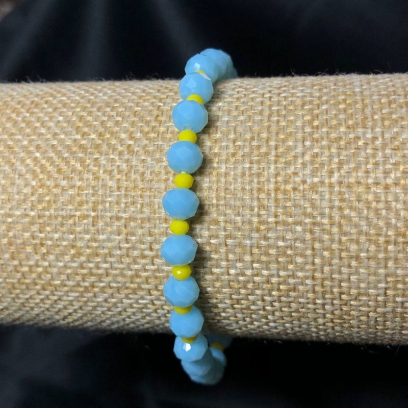 Elastic Bracelet with Czech Crystal Ukraine, Faceted Rondelle, Diameter 6x4mm+-, Length 18cm+