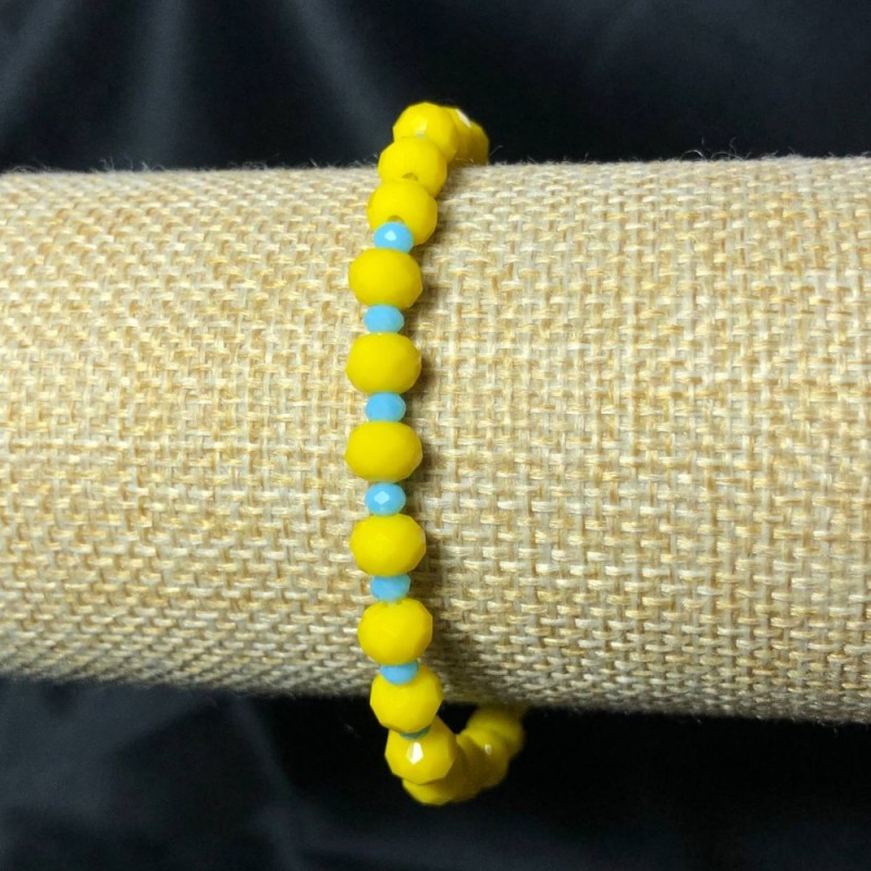 Elastic Bracelet with Czech Crystal Ukraine, Faceted Rondelle, Diameter 6x4mm+-, Length 18cm+