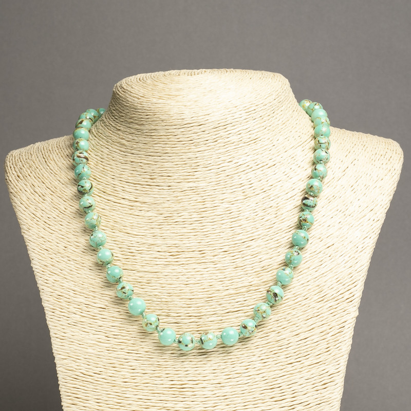 Imperial Jasper Necklace, Light Green (Pressed) Smooth Round Beads, diameter 8mm+/-, length 45cm+