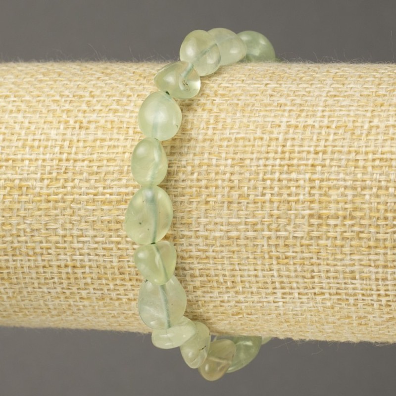 Prehnite Tumbled Natural Stone Bracelet on Elastic, diameter 10x8mm+
