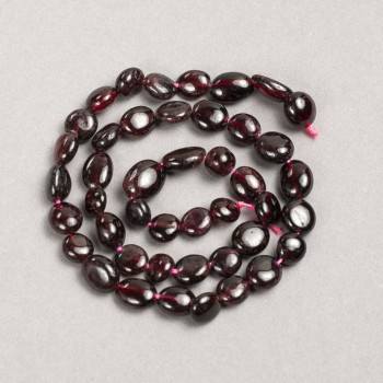 Garnet Beads on Thread, natural stone, faceted, 8×10 mm, length 40 cm