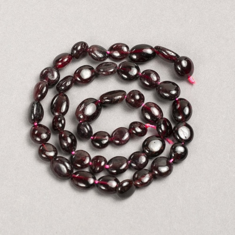 Garnet Beads on Thread, natural stone, faceted, 8×10 mm, length 40 cm