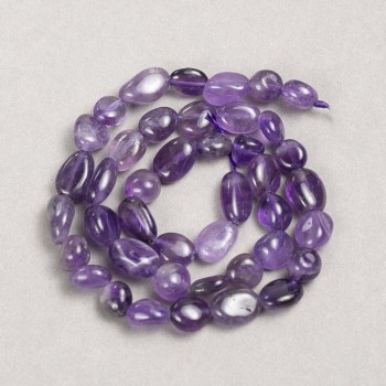 Amethyst Beads on Thread, natural stone, faceted, diameter 9x11mm, ± length 40cm ±
