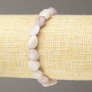 Bracelet on Elastic Natural Stone Kunzite tumbled, diameter 8x11mm+