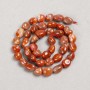 Beads on Thread Natural Stone Carnelian tumbled, diameter 8x10mm +