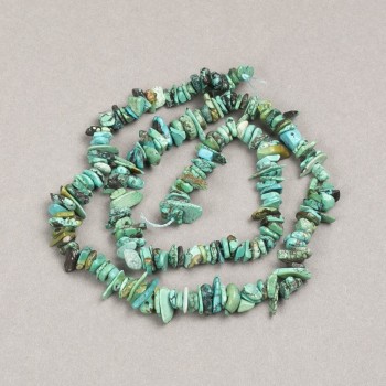 Beads on Thread Natural Stone Chrysocolla chips, diameter 6mm +-, length 40cm +