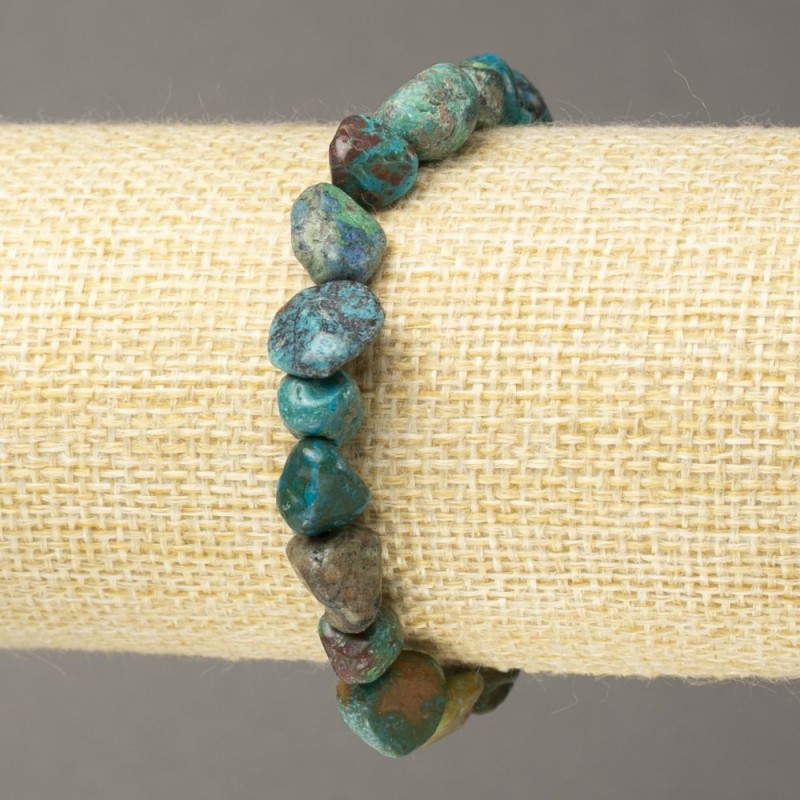 Bracelet on Elastic Natural Stone Chrysocolla tumbled, diameter 8x9mm+
