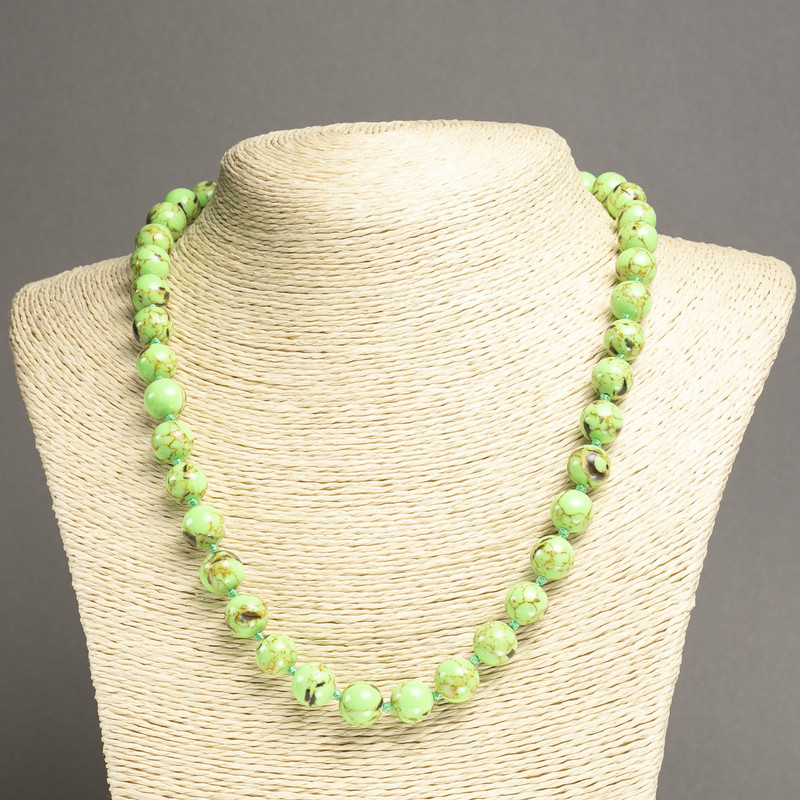 Necklace Imperial Jasper Lime Green (pressed) smooth round bead, diameter 10mm+-, length 45cm+