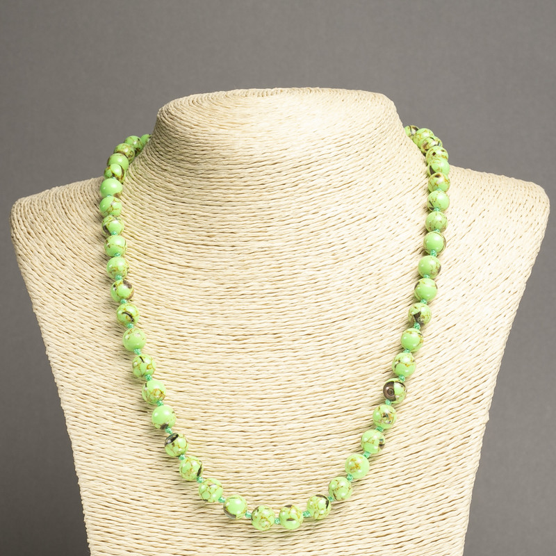 Necklace Imperial Jasper Lime Green (pressed) smooth round bead, diameter 8mm+-, length 45cm+