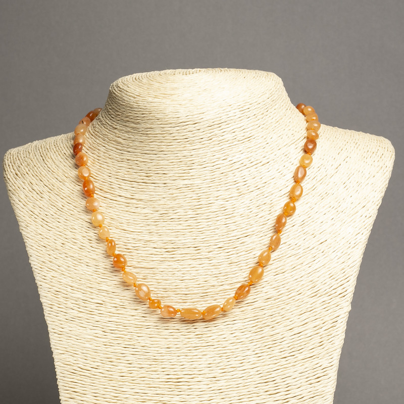 Pink Aventurine Necklace, Natural Stone, Tumbled, Diameter 6x8mm+-, Length 45cm+