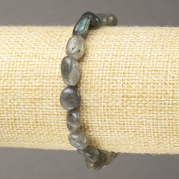 Elastic Bracelet, Labradorite, Tumbled, Diameter 9x12(+-)mm