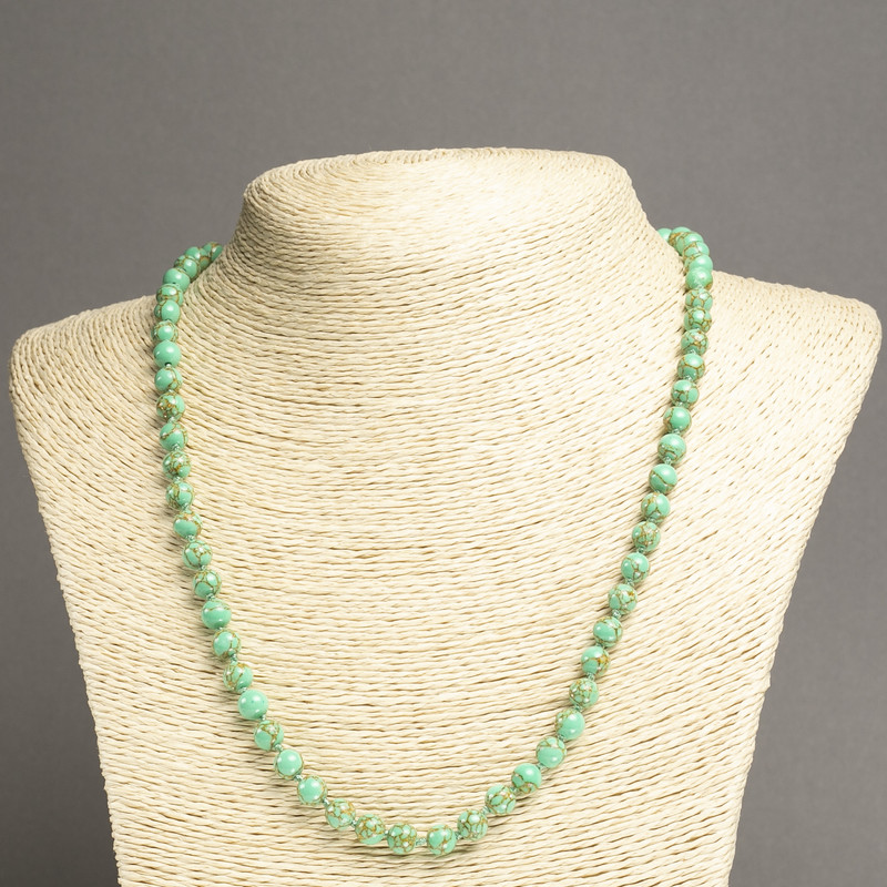 Green Imperial Jasper (Pressed) Necklace, Smooth Round Bead, Diameter 6mm+-, Length 45cm+