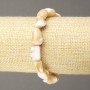 Elastic Bracelet with Natural Beige Mother-of-Pearl, Tumbled, Diameter 17x9mm+