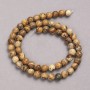 Picture Jasper Smooth Round Bead Natural Stone Beads on Fishing Line, diameter 6mm +/-, length 39cm+