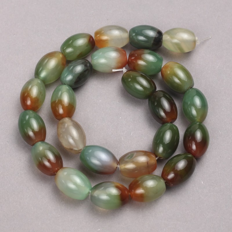 Brazilian Agate Stone Beads on Thread, Smooth Oval, Diameter 16x12mm +/-, Length 38cm +